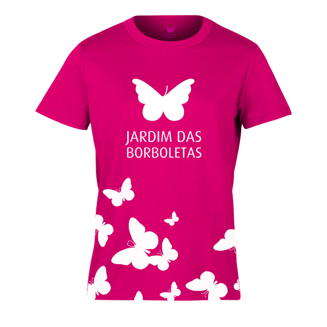 Blusa Jardim rosa borboletas brancas